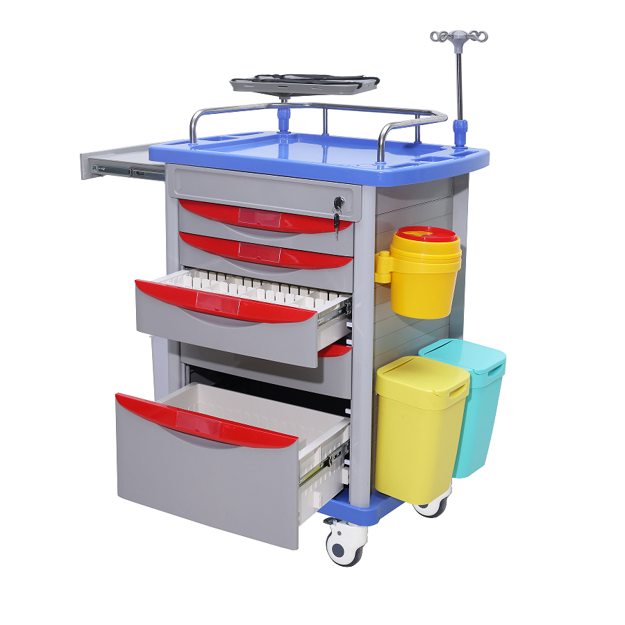ET116  ABS Medical Trolley ABS Hospital Emergency Cart with Drawers